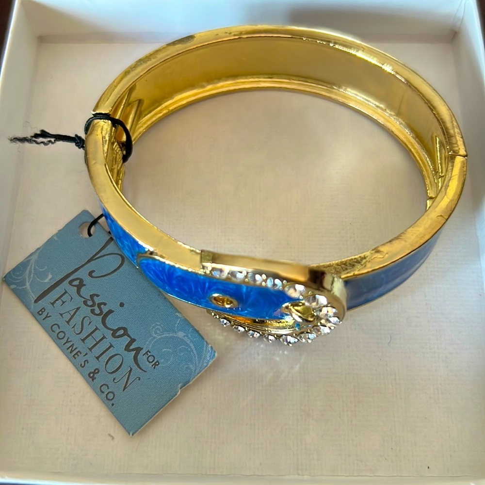 Blue bracelet united Enameled cuff bracelet solidarity